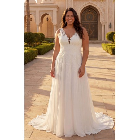 Robe de mariée fluide en dentelle – vue de dos – modèle Célia