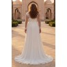 Robe de mariée fluide manches longues en dentelle grande taille - vue de dos