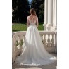 Robe fluide manches longues dentelle illusion, col V - vue de dos