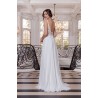 Robe de mariée fluide en mousseline col V fente frontale dentelle illusion – modèle Naelys, vue de dos