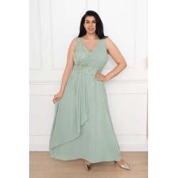 robe-cocktail-mariage-longue-mousseline-col-v-croise-broderie-florale-strass-vert-sauge-grande-taille-ms