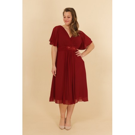 robe-cocktail-mariage-longue-mousseline-col-v-croise-broderie-florale-strass-rouge-grande-taille-ms