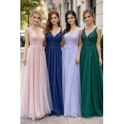 Robe cocktail longue col V...