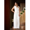 Ensemble tailleur mariage en blanc ivoire, gilet boutonné col V et pantalon large fluide